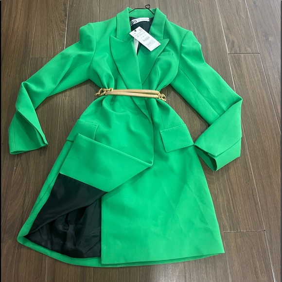 zara green blazer dress Zara - Double Breasted Blazer Dress With Chain - Off White main image 1